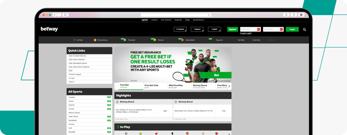 Welcome offer on betway website