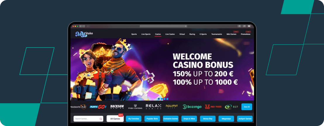 Screenshot of MyStake's Casino section.