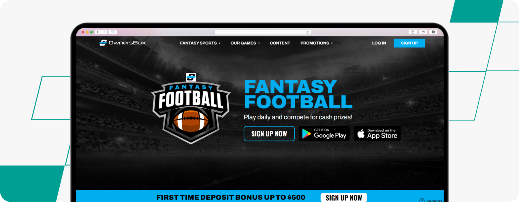 ownersbox fantasy football homepage screenshot