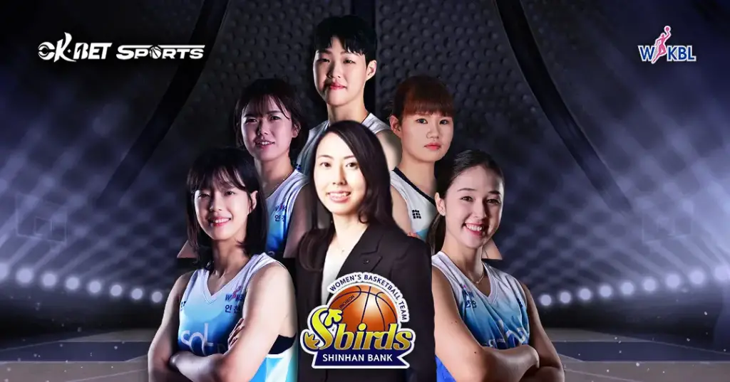Shinhan Bank S Birds Anshan Team Members with Head Coach